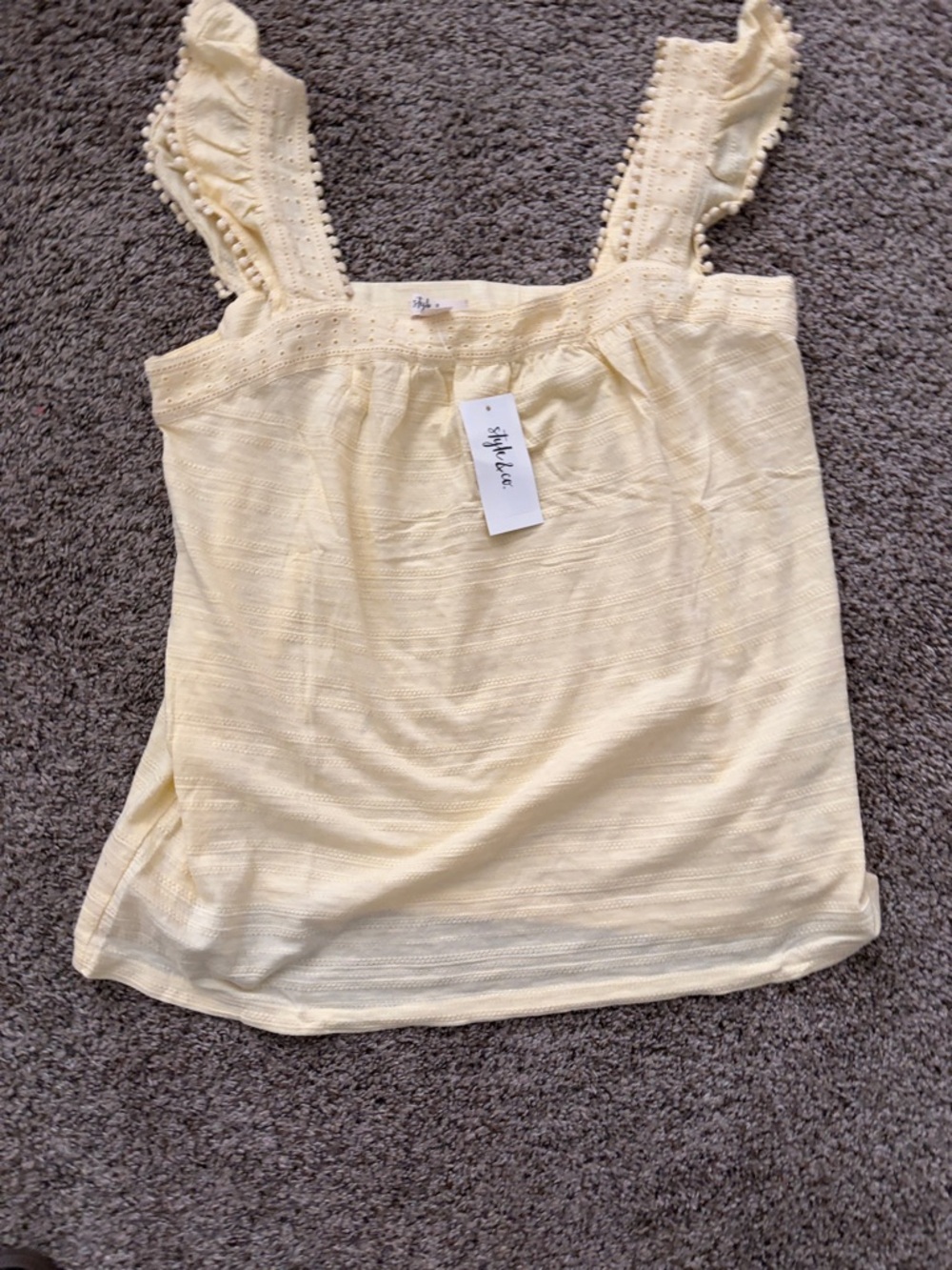 Style & Co. Pale Yellow Ruffle Strap Camisole